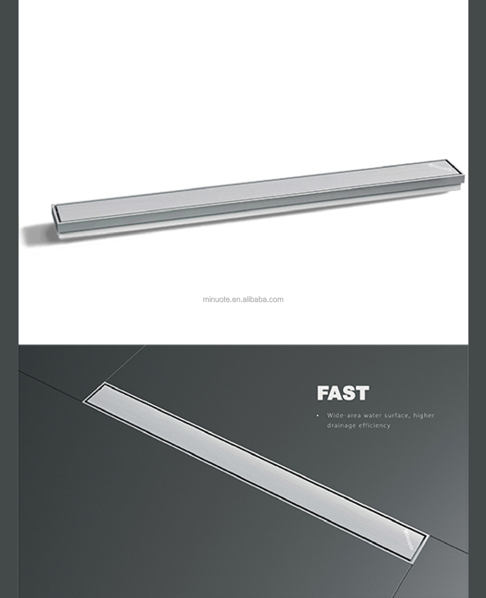 Customized Products Backflow Preventer Long Stainless Steel Floor Drain Matte Black Shower Drain supplier