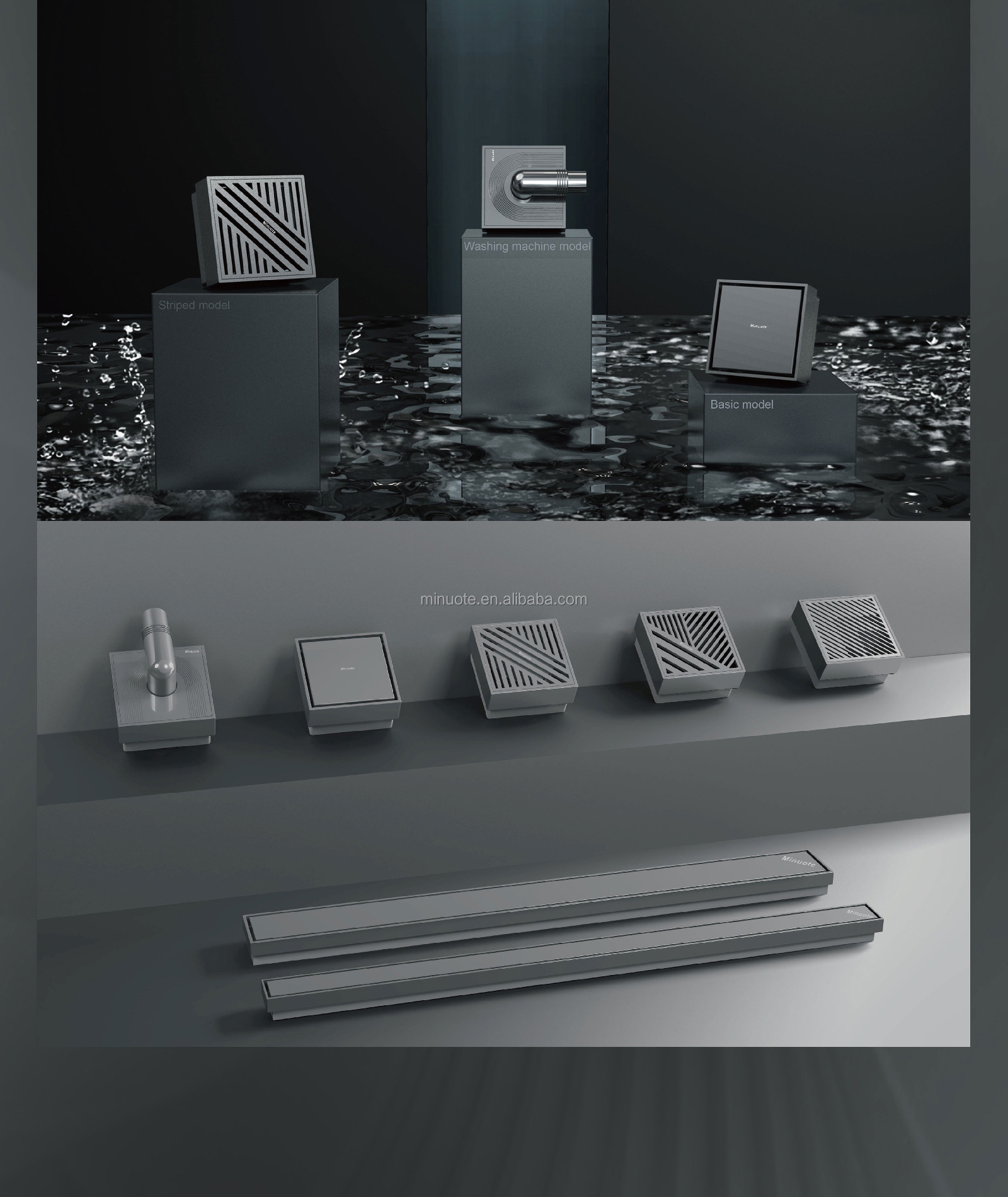 Shower Square Stainless Bathroom Water Linear Drain Tile Insert Floor Drain factory