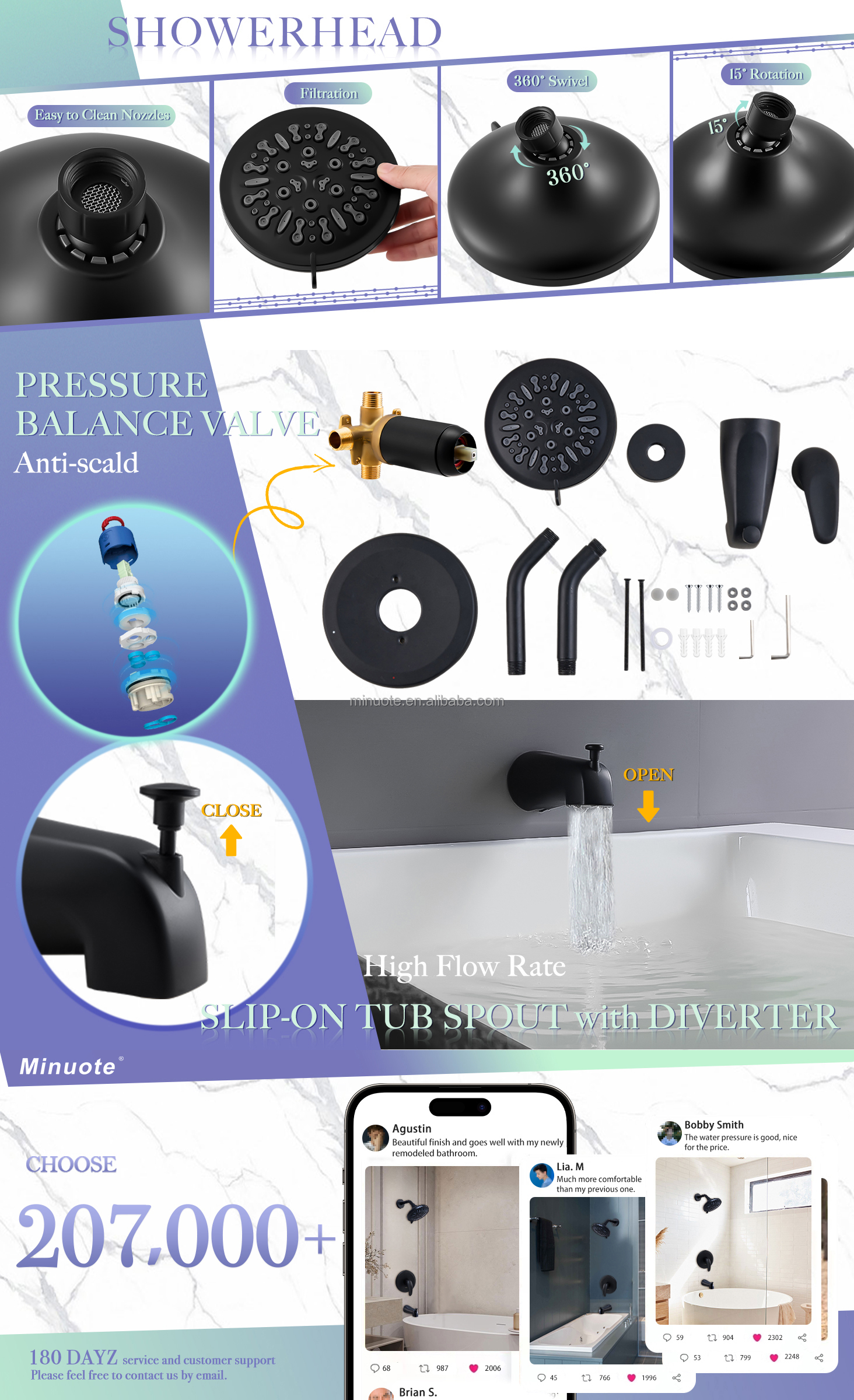 Wall Mounted Shower System High Pressure Shower Mixer Faucet Combo Rainfall Shower Set manufacture