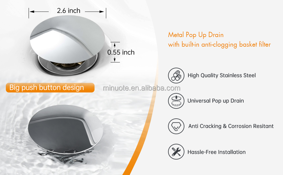 Pop Up Waste Stainless steel Floor Trap Drain Toilet Floor Drain Use Bathroom details