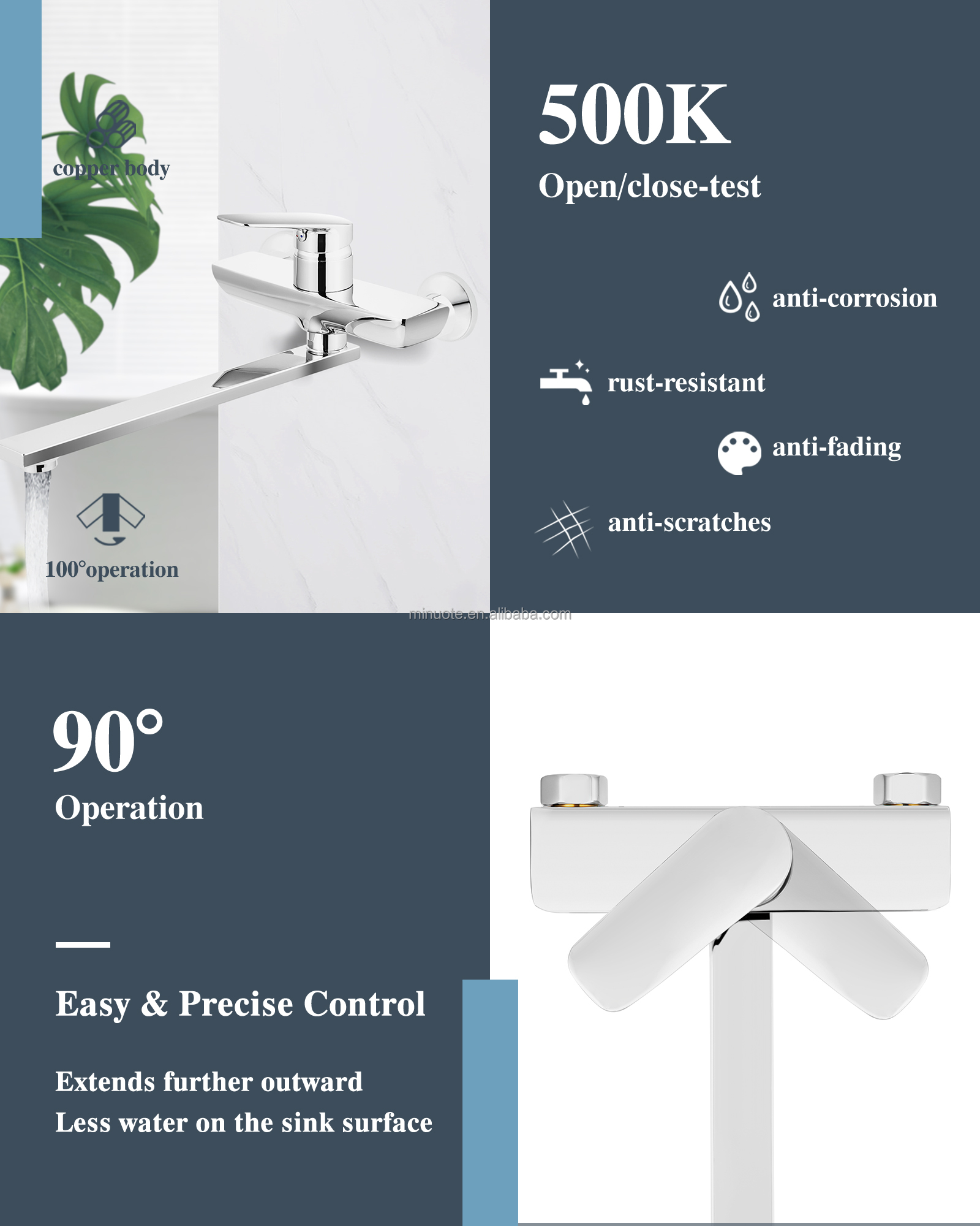 2023 Wholesale Modern Water Saving Commercial Single Lever Instant Hot Cold Water Tap Bathroom Sink Faucet details