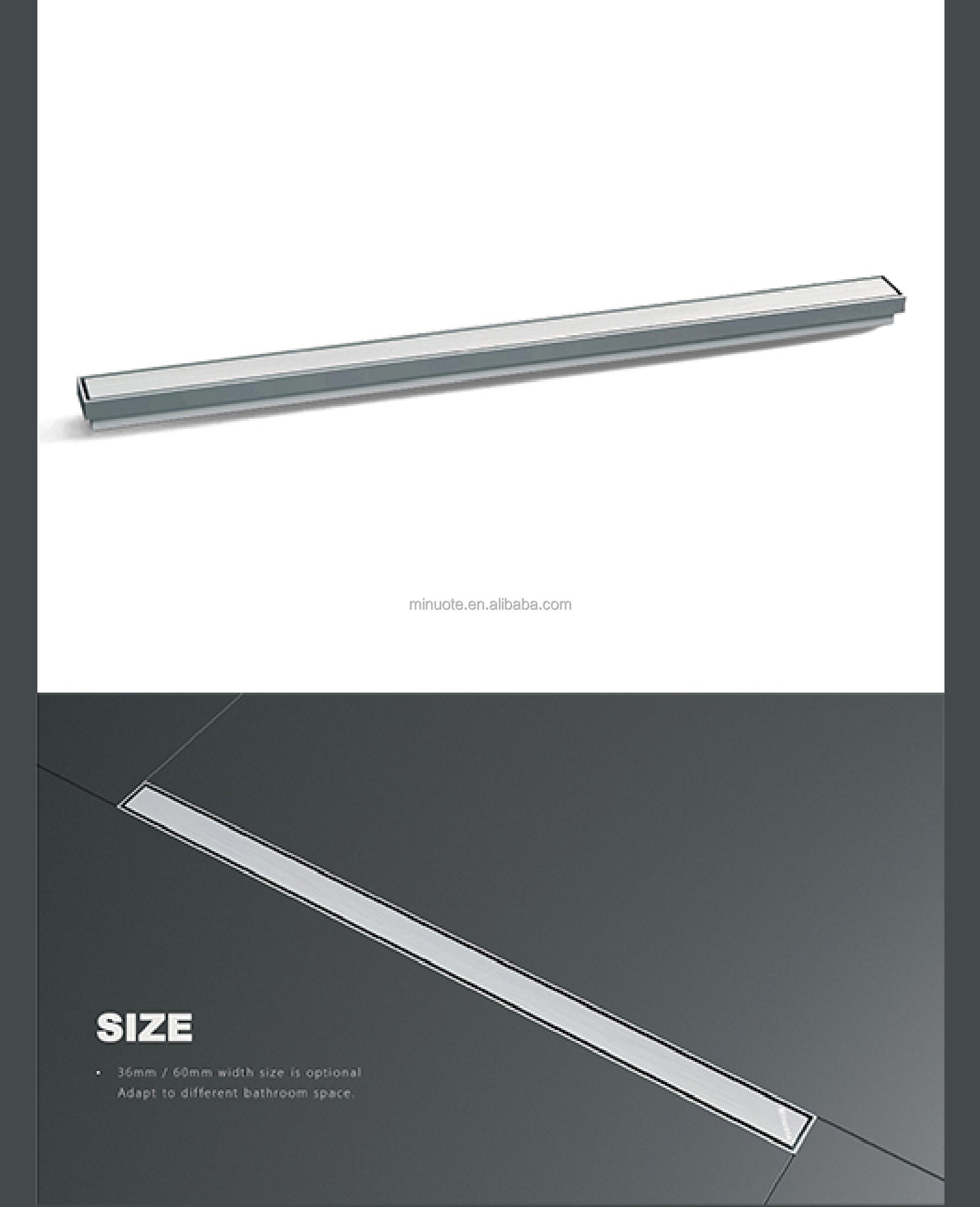 Customized Products Backflow Preventer Long Stainless Steel Floor Drain Matte Black Shower Drain factory