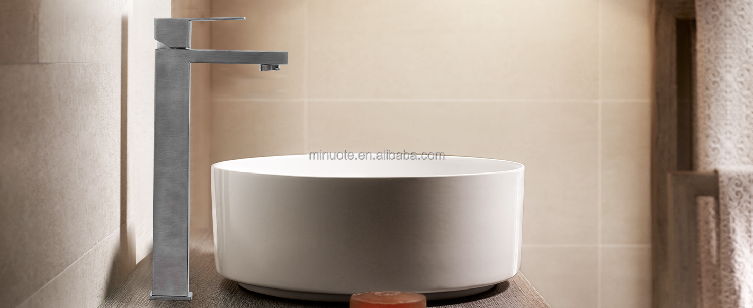 Single handle stainless steel brushed nickel bathroom square sink faucet manufacture