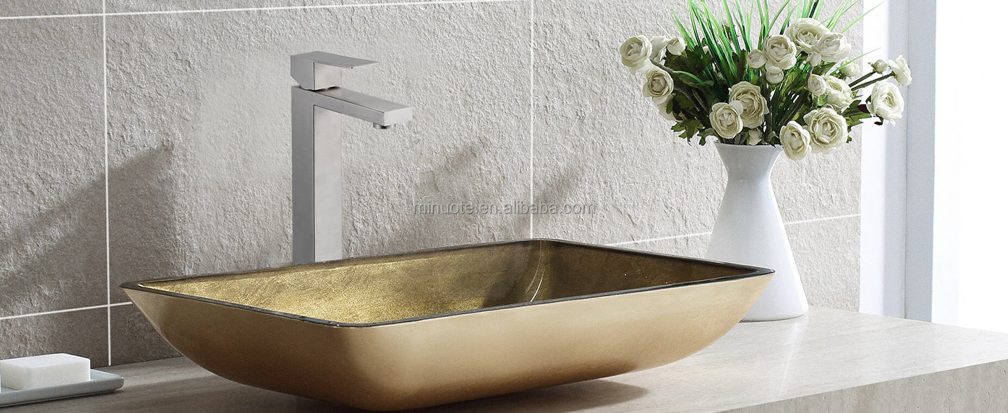 Single handle stainless steel brushed nickel bathroom square sink faucet manufacture