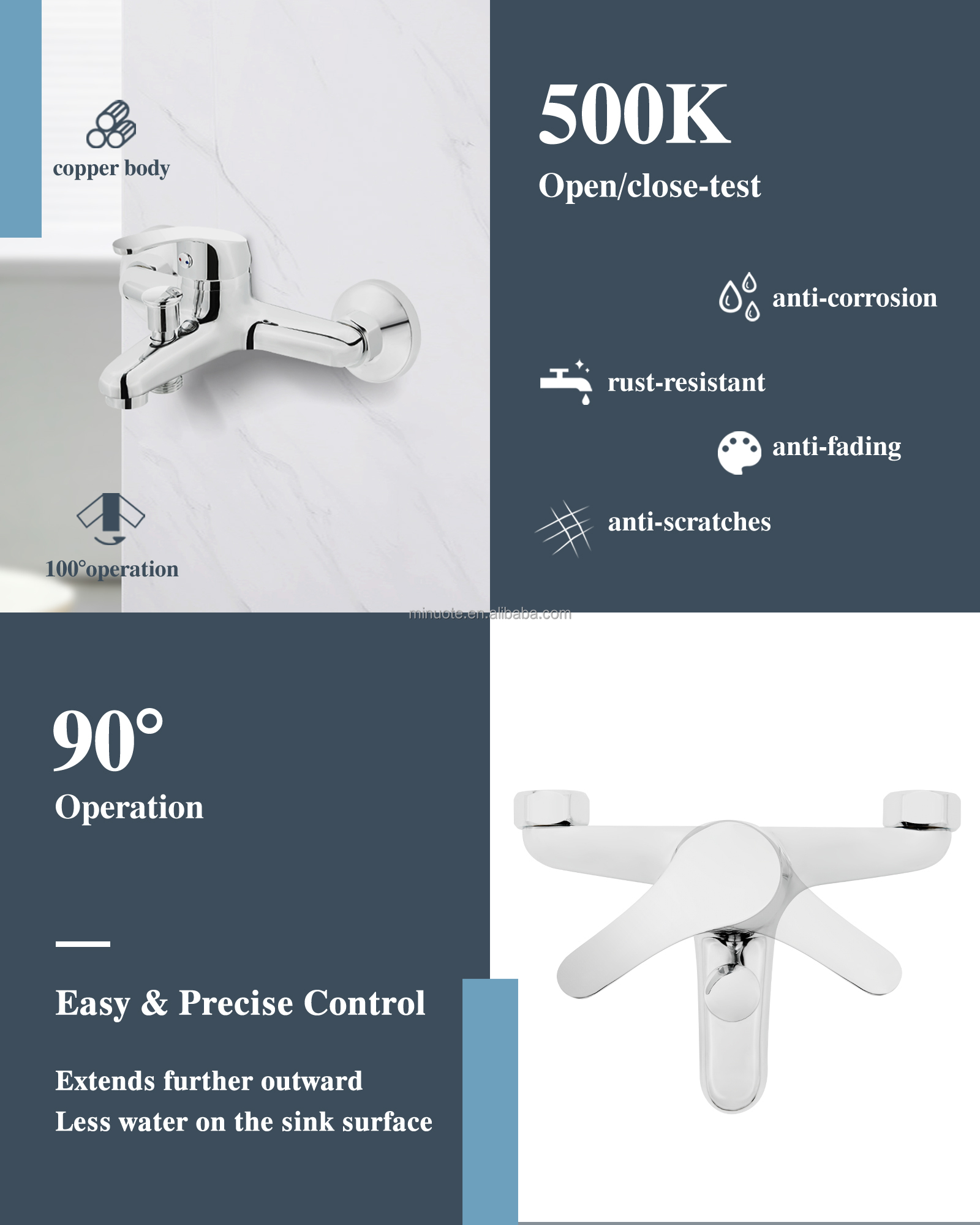 High Quality Morden Style Taps Bathroom Sink Shower Mixer Faucets Bath manufacture