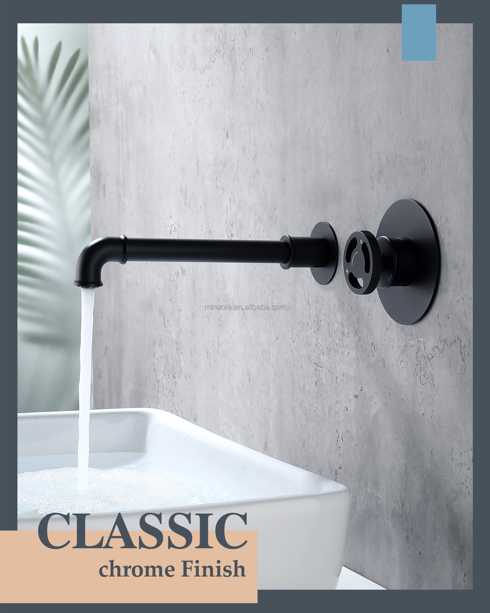 Brushed Water Tap Hot Cold Mixer Hidden in Wall Mounted Concealed Basin Faucet Hot Sale 304 Stainless Steel One Handle Black factory