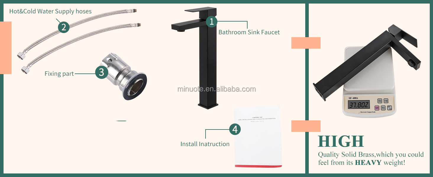 Square High Rise Washbasin Mixer Faucet Basin Hot Sale Modern factory