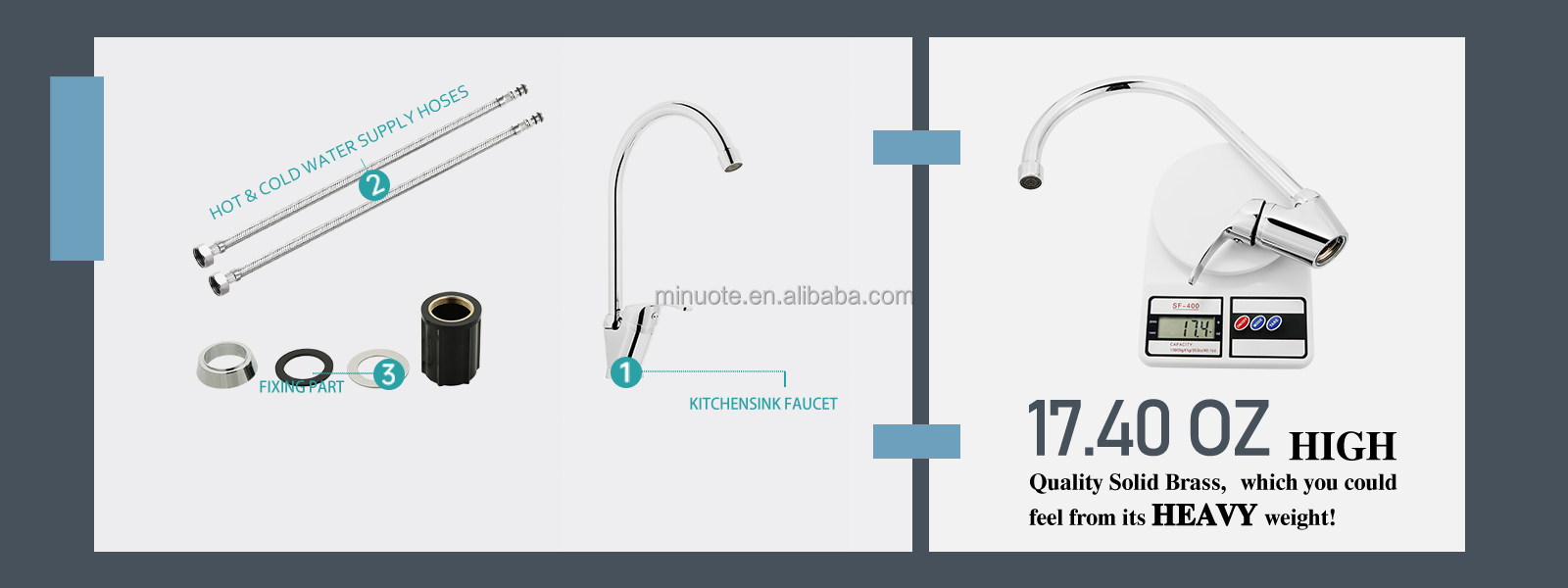 New Fashion Kitchen Faucet Wall Mounted Pillar Rotation Cold Faucet Graphic Design Blue Silicone Flexible with Shower Head details