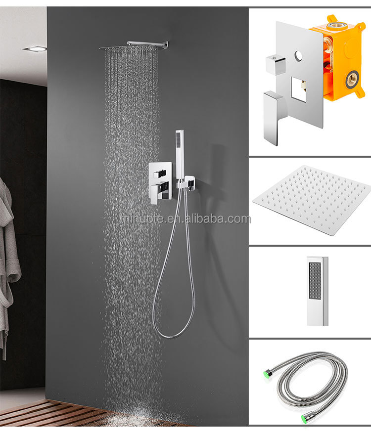 High pressure hand adjustable shower arm 3 function ceiling mounted shower set manufacture