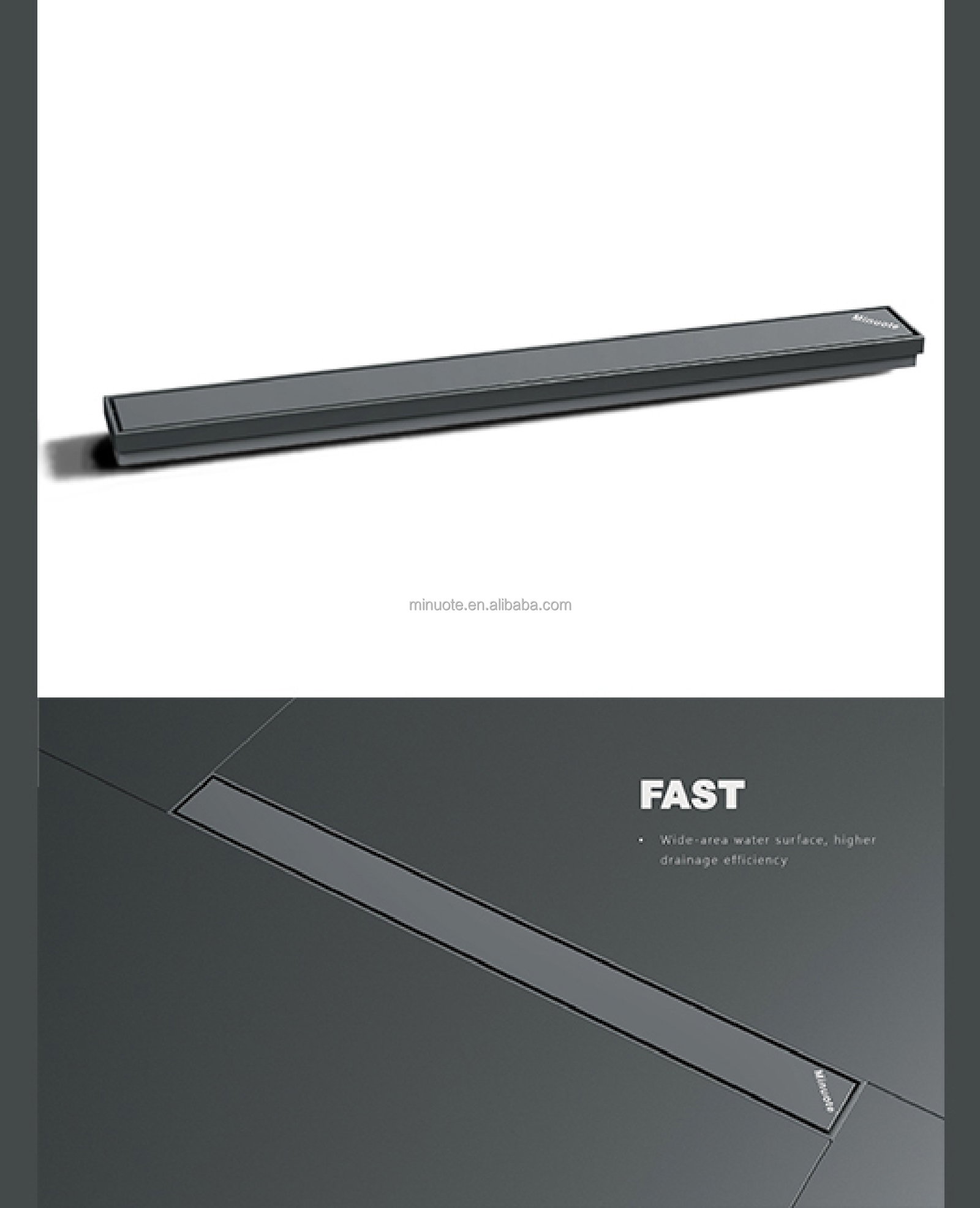 Customized Products Backflow Preventer Long Stainless Steel Floor Drain Matte Black Shower Drain supplier