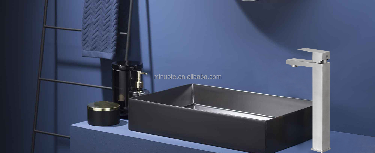 Single handle stainless steel brushed nickel bathroom square sink faucet manufacture