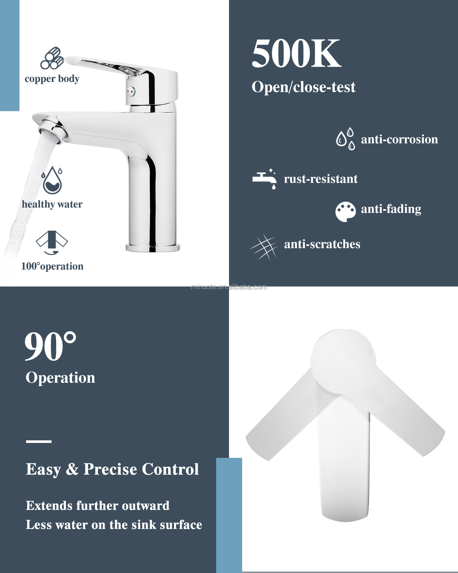 Modern hot cold single handle brass bathroom mixer washbasin concealed basin faucet factory