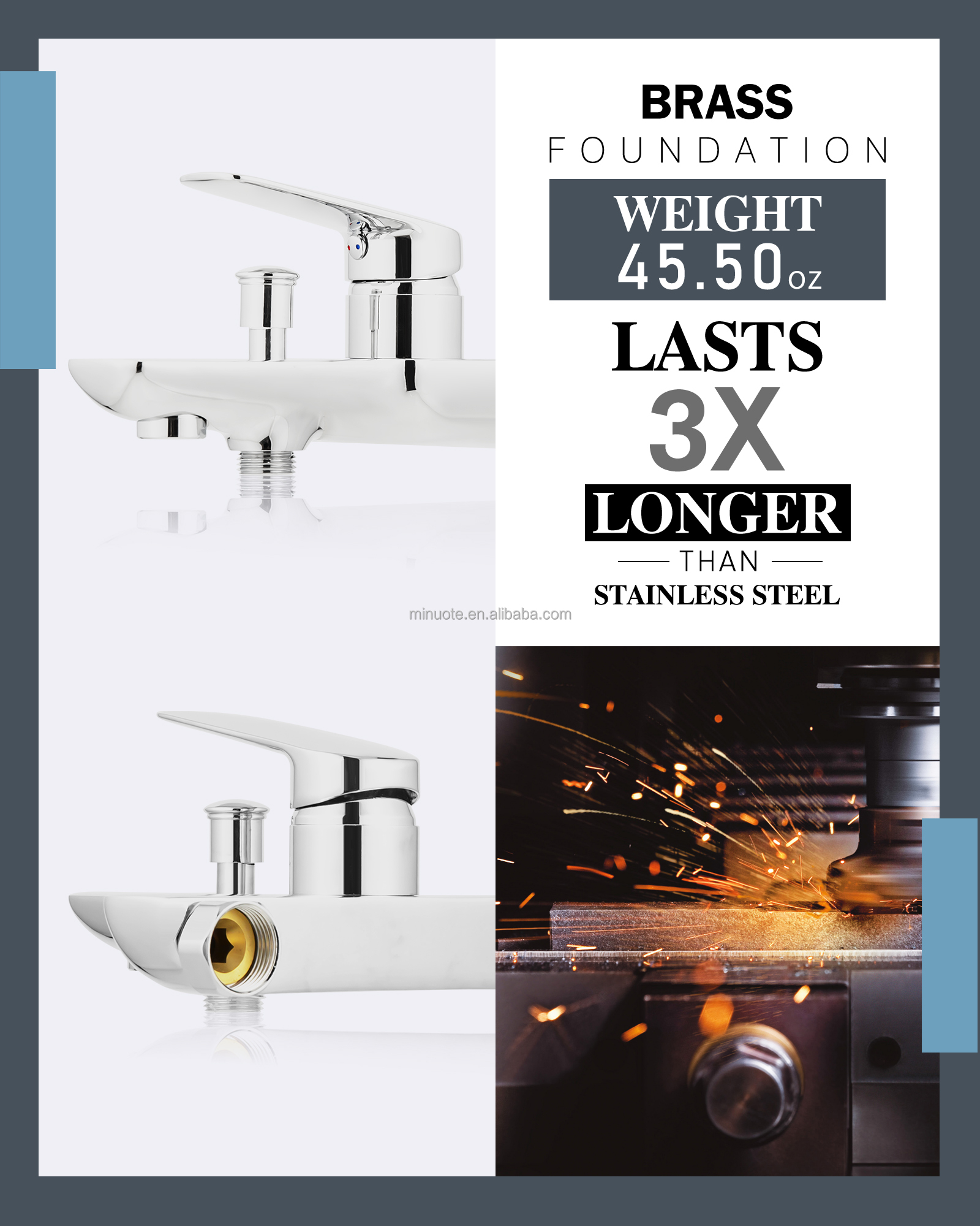 High quality ro faucet bath wall mounted  single handle bathroom faucet bath mixer brass shower taps supplier