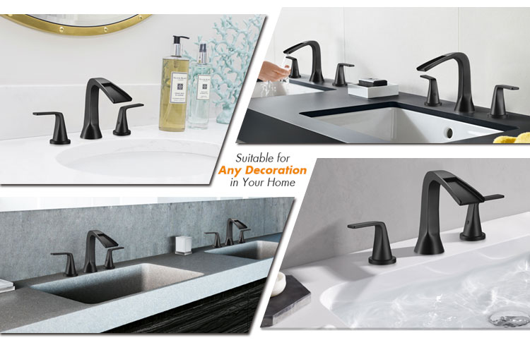Bathroom Faucets Modern 8 inch waterfall basin faucet 3 hole Bathtub Mixer Tap Faucet sinks taps for kitchen bathroom details