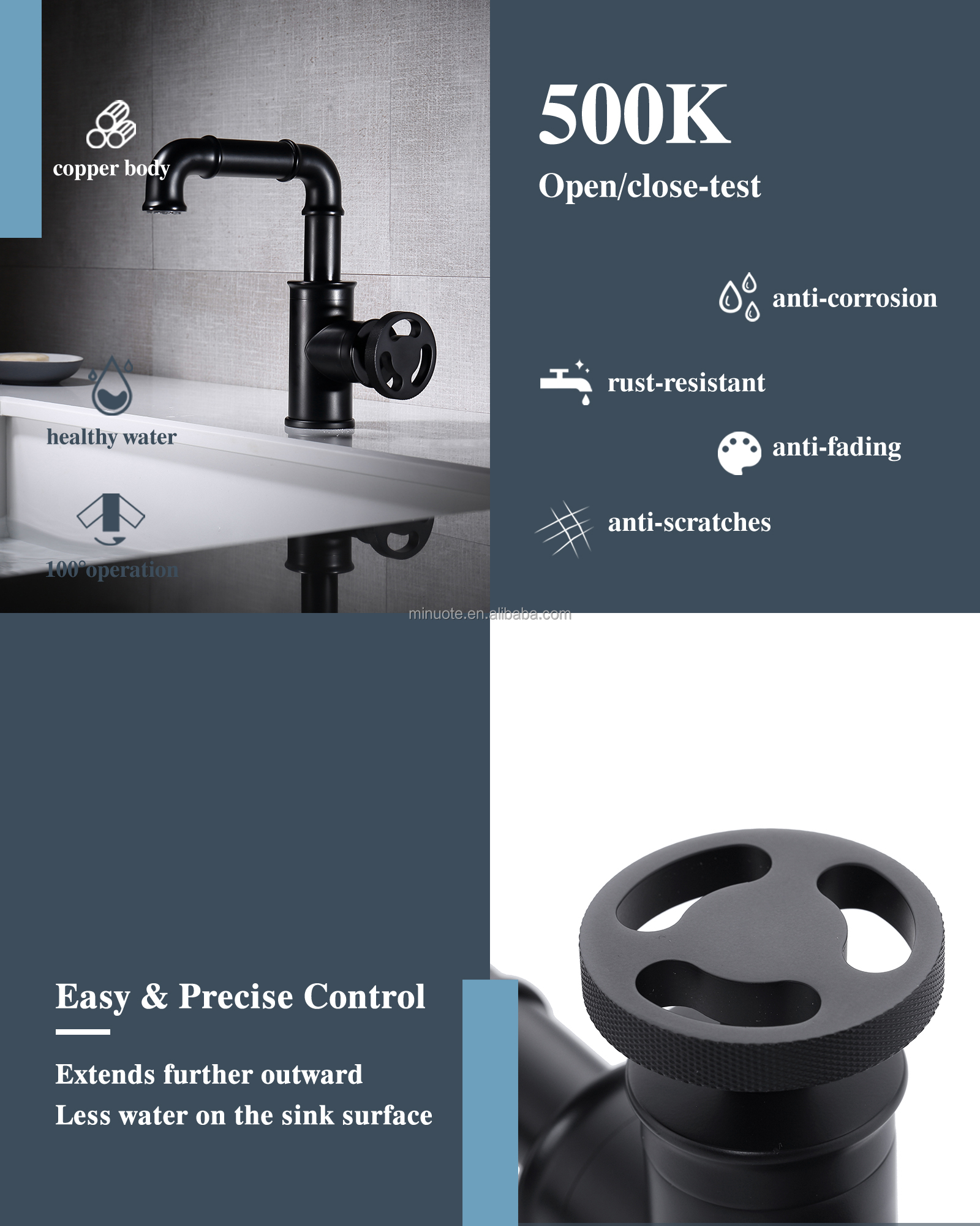 Industrial Pipe Style Gold Wash Basin Faucet Gold Hot Cold Mixer Tap Hot Sell manufacture
