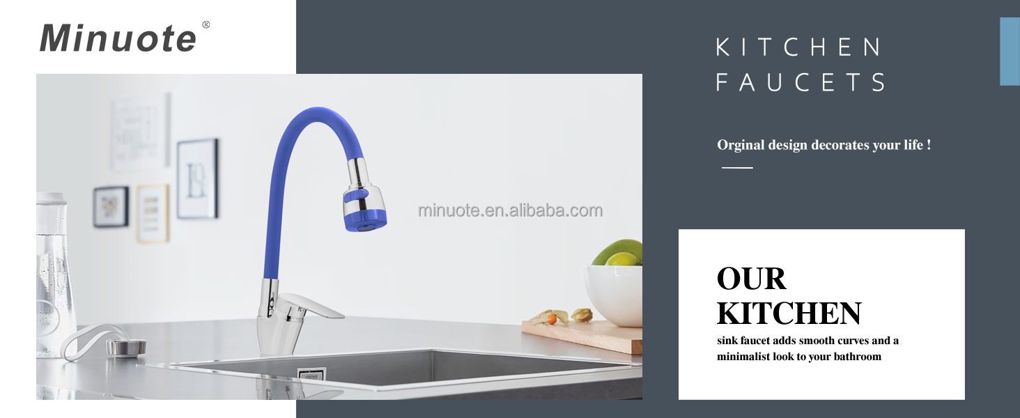 New Fashion Kitchen Faucet Wall Mounted Pillar Rotation Cold Faucet Graphic Design Blue Silicone Flexible with Shower Head supplier
