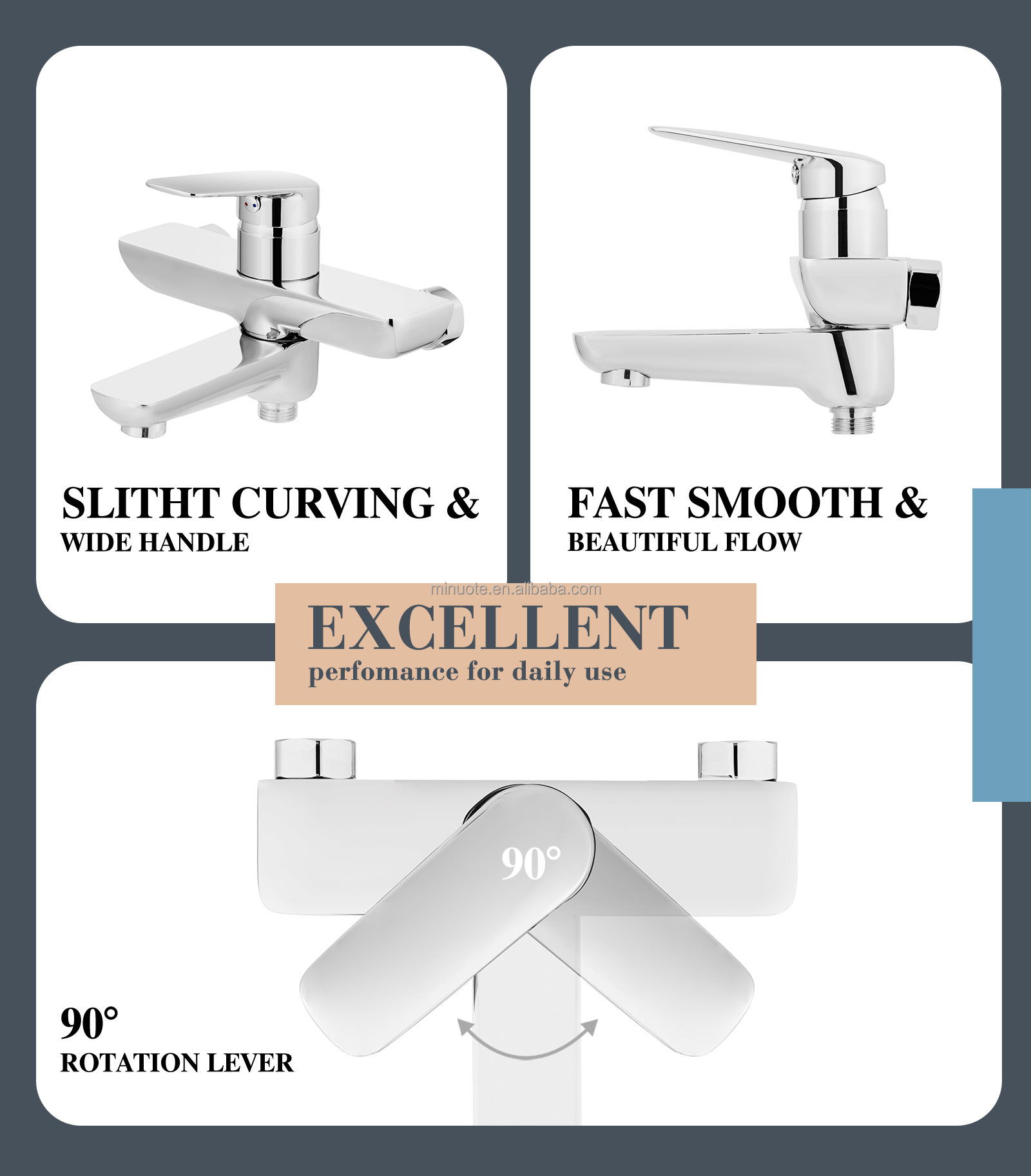 Bathroom rainfall faucet shower bath fittings wall mounted mixer tap hot cold water manufacture