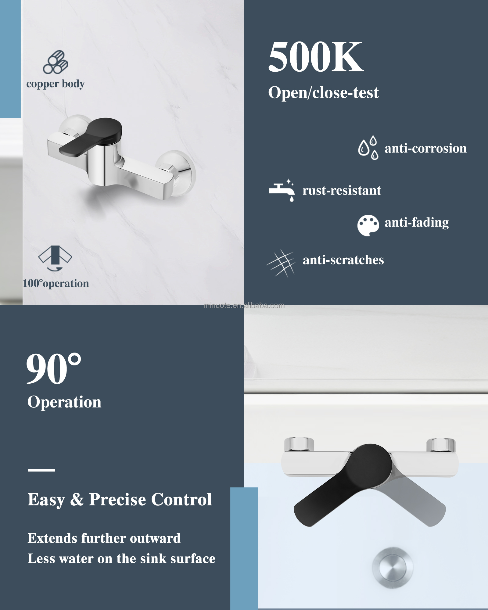 high quality low price zinc body wall mounted bathroom bathtub faucet cold and hot shower faucet mixer details