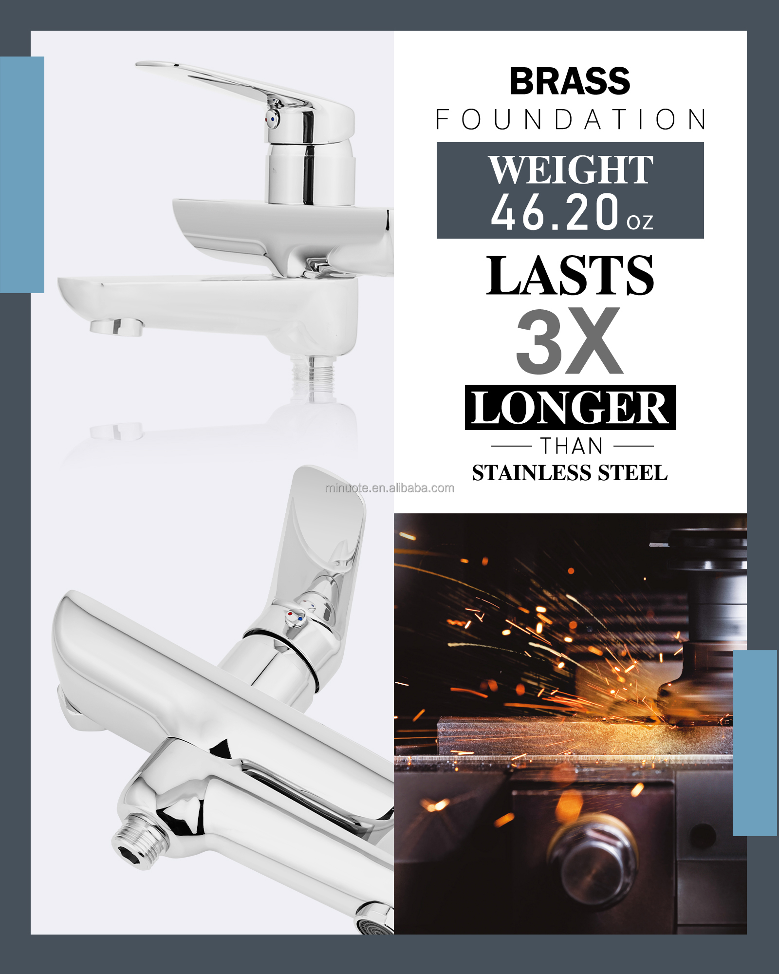 Bathroom rainfall faucet shower bath fittings wall mounted mixer tap hot cold water supplier