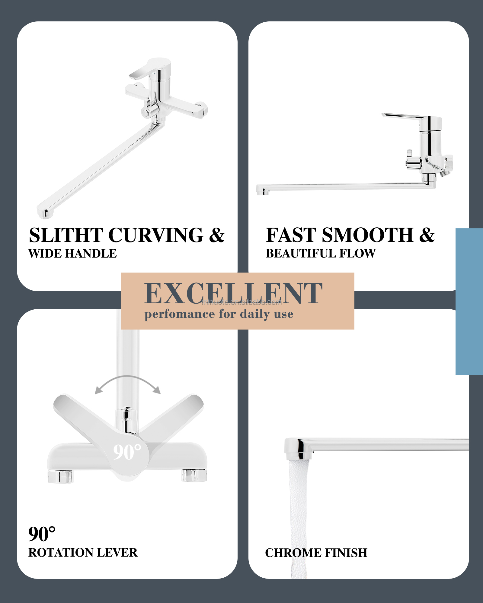 High quality ro faucet bath wall mounted  single handle bathroom faucet bath mixer brass shower taps manufacture