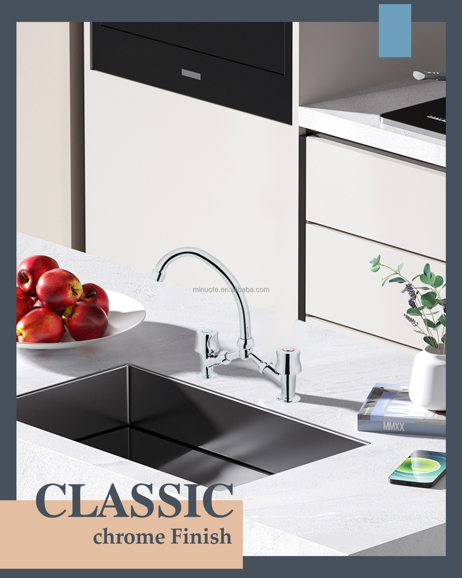 New Fashion Kitchen Faucet Wall Mounted Pillar Rotation Hot  Cold Faucet Graphic Design details