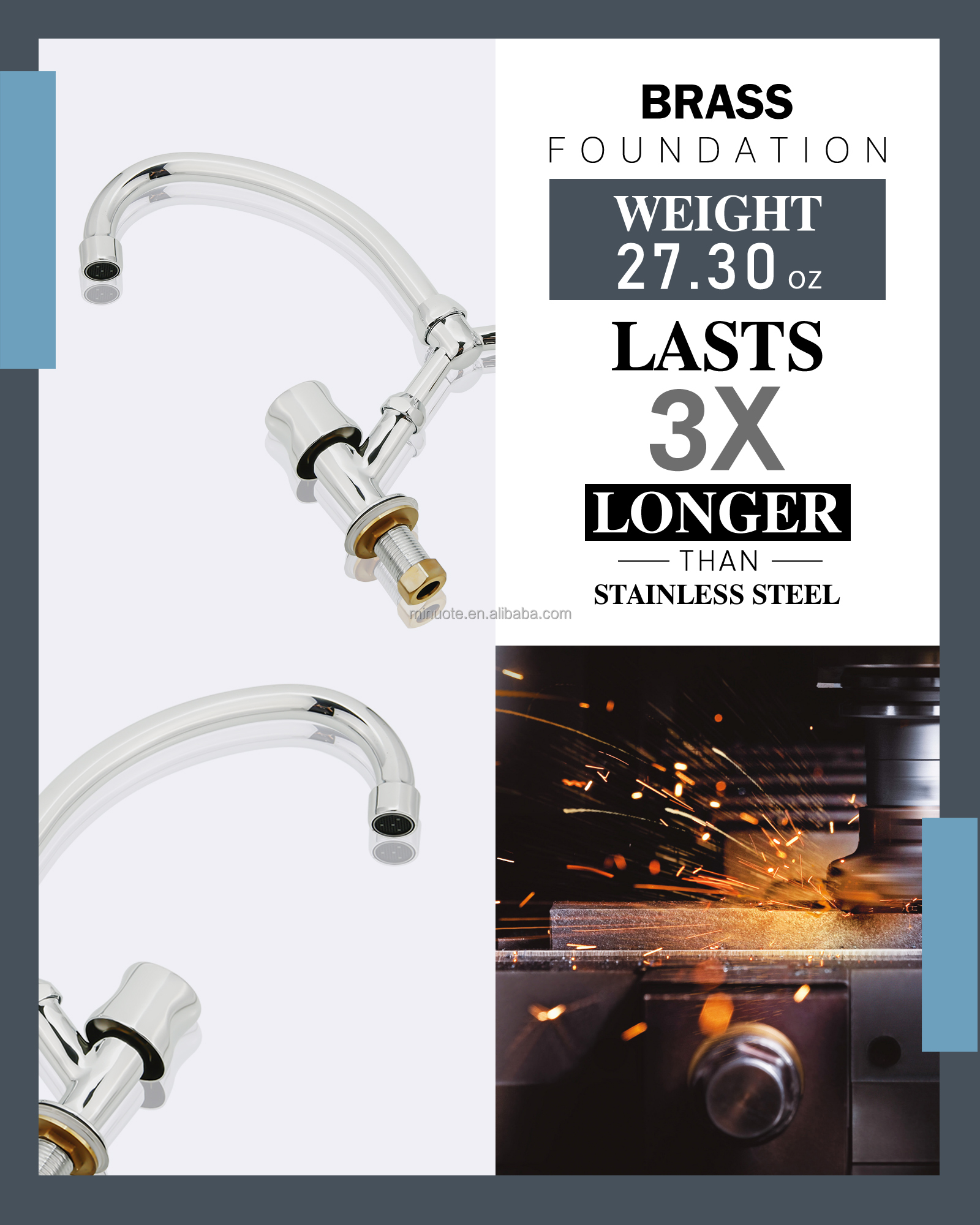 New Fashion Kitchen Faucet Wall Mounted Pillar Rotation Hot  Cold Faucet Graphic Design factory