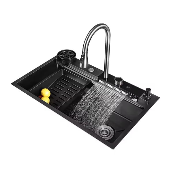 Create a Bold Statement with a Stainless Steel Sink and Matte Black Fauce