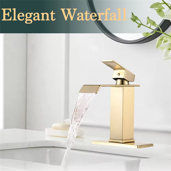 Create a spa-like atmosphere with a waterfall faucet for your vessel sink