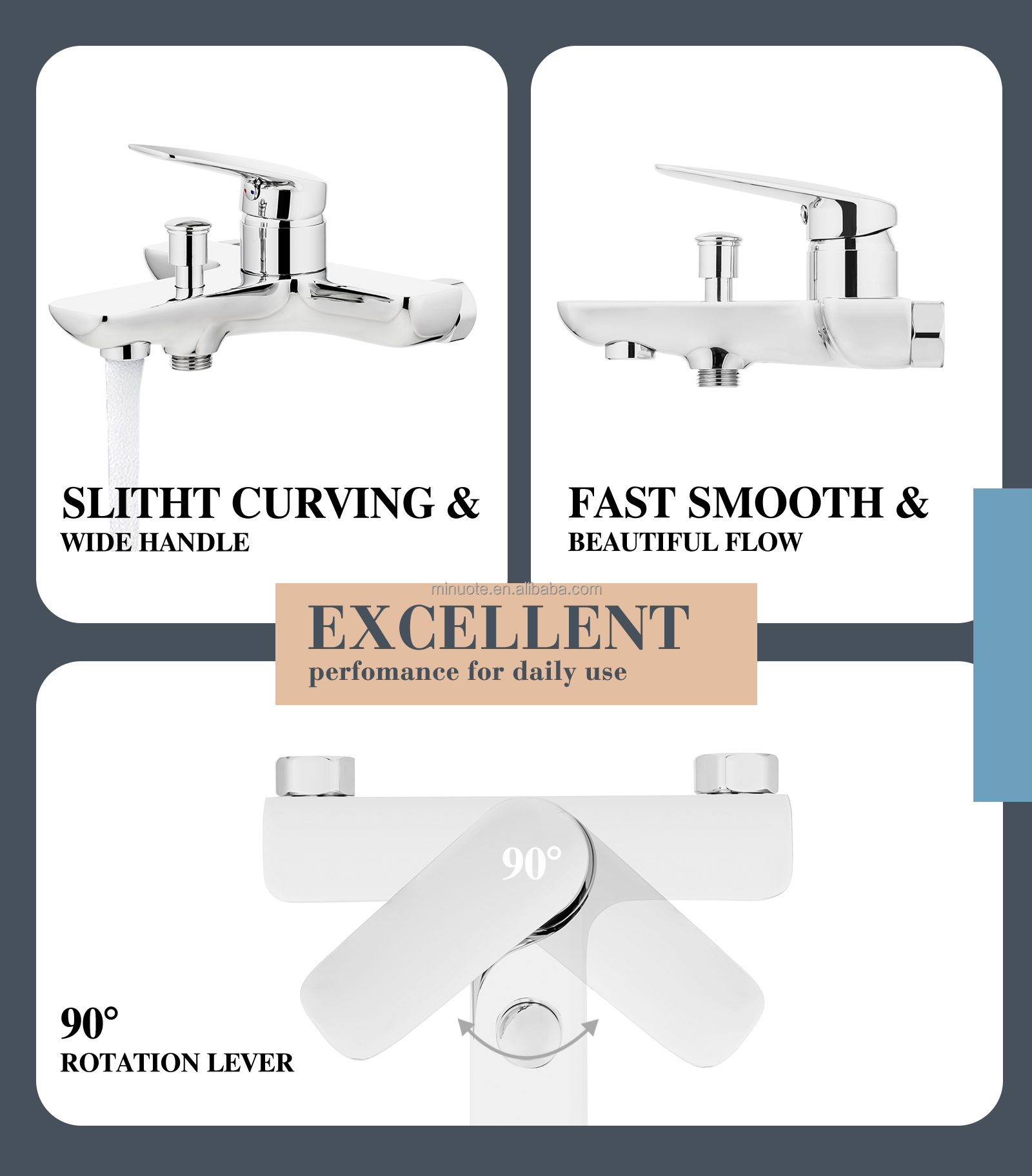 High quality ro faucet bath wall mounted  single handle bathroom faucet bath mixer brass shower taps supplier