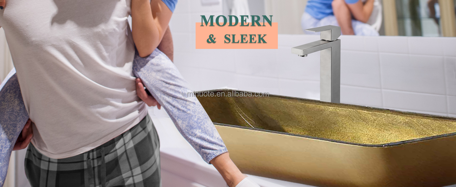 Single handle stainless steel brushed nickel bathroom square sink faucet supplier