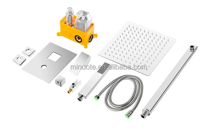 High pressure hand adjustable shower arm 3 function ceiling mounted shower set manufacture