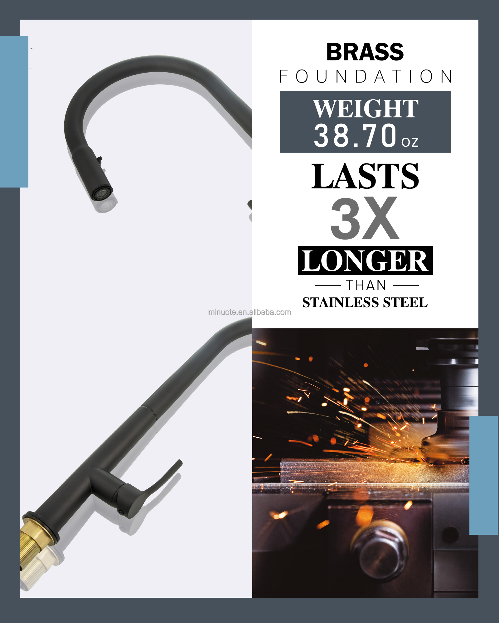 Single Handle Stainless Steel matte Black Kitchen Faucet Kitchen Sink Faucet with Pull Out Sprayer factory