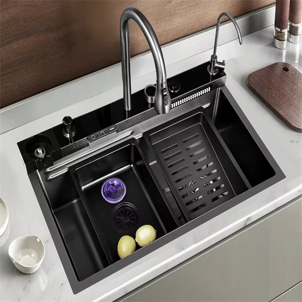 Add a Touch of Elegance to Your Kitchen with a Stainless Sink and Black Fauce