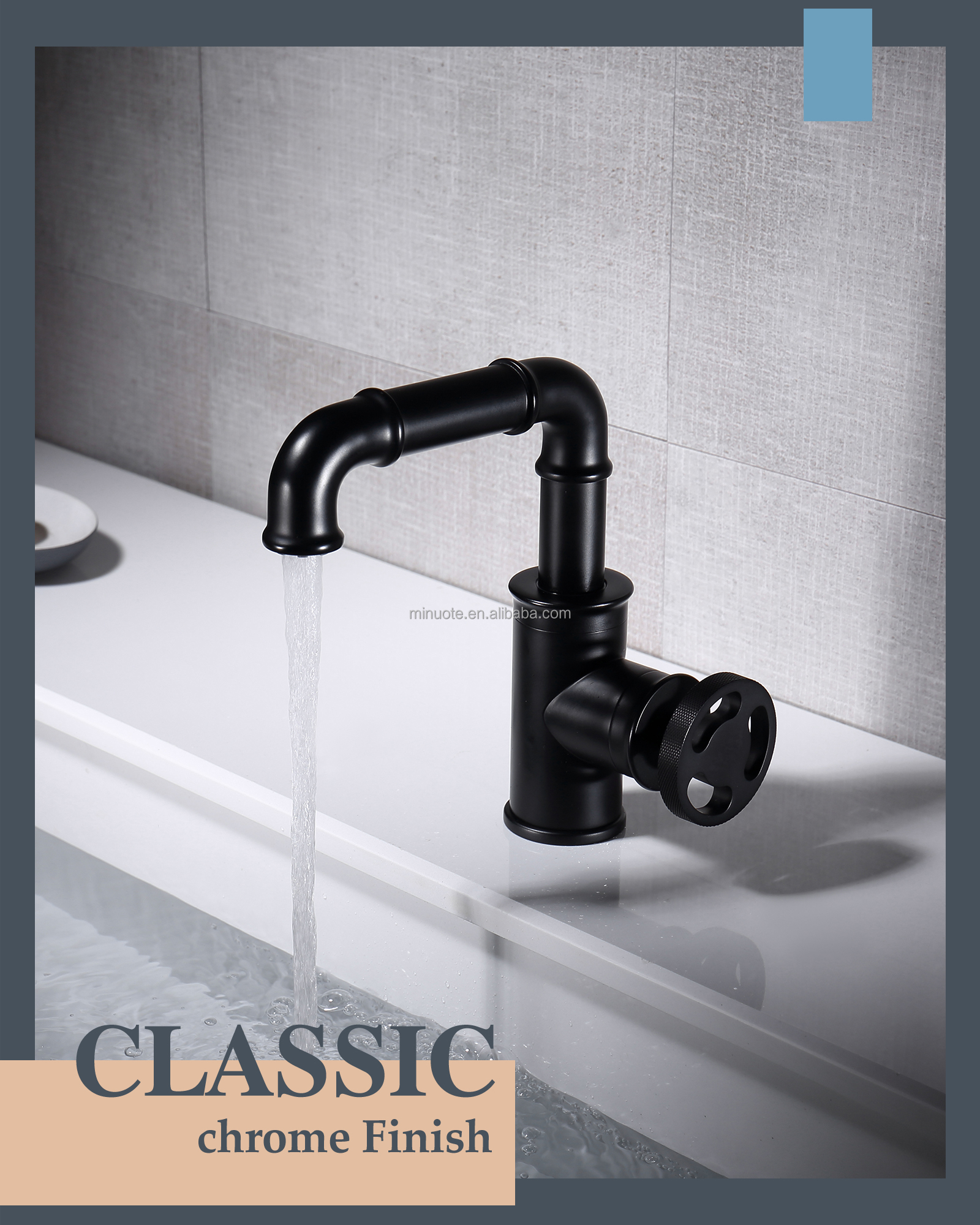 Industrial Pipe Style Gold Wash Basin Faucet Gold Hot Cold Mixer Tap Hot Sell details