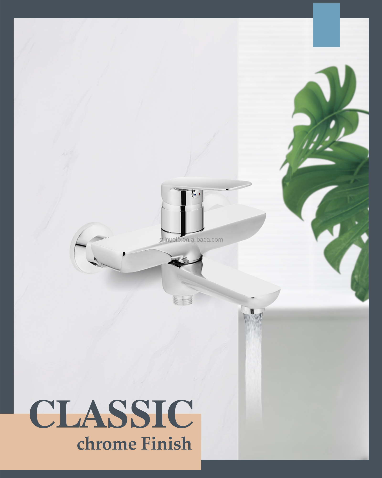 Bathroom rainfall faucet shower bath fittings wall mounted mixer tap hot cold water factory