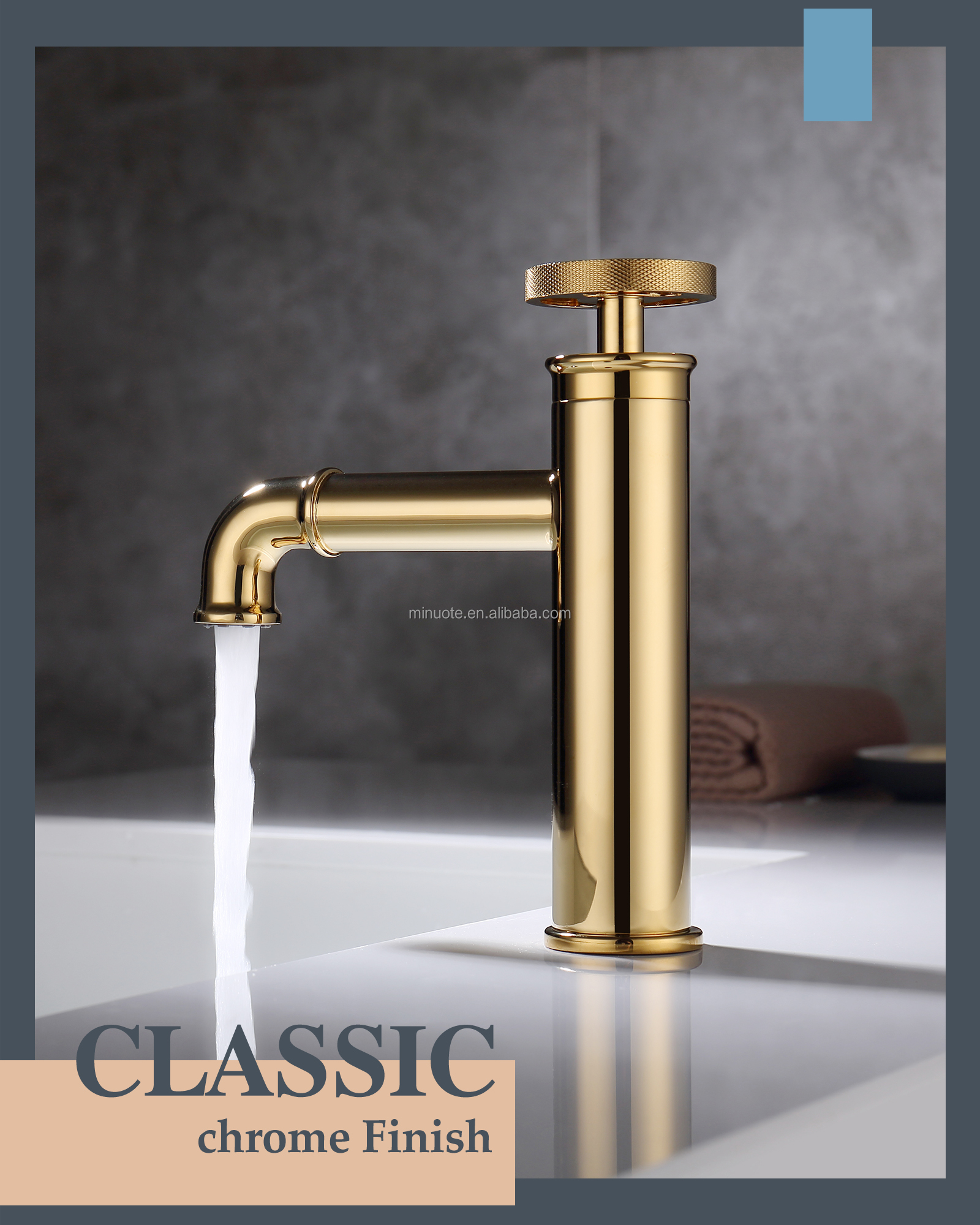 New design industrial style brass basin sink bathroom faucet manufacture