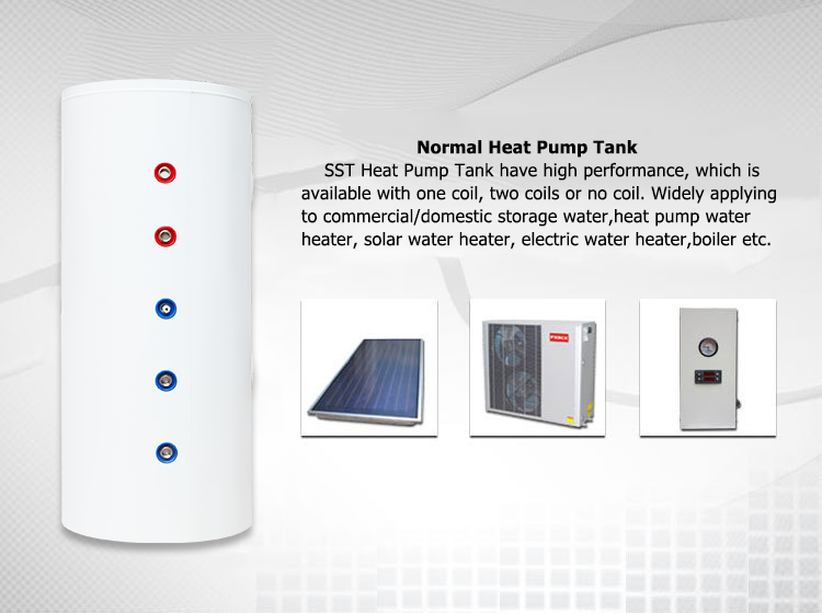 Hot selling home hotel use stainless steel air source hot water tank for the heat pump 300 liters manufacture
