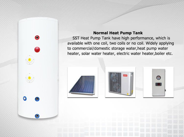 SST Factory Manufacture heat pump air source storage tank hot water heater for hotels, duplex ss tanks for hot water storage tank manufacture
