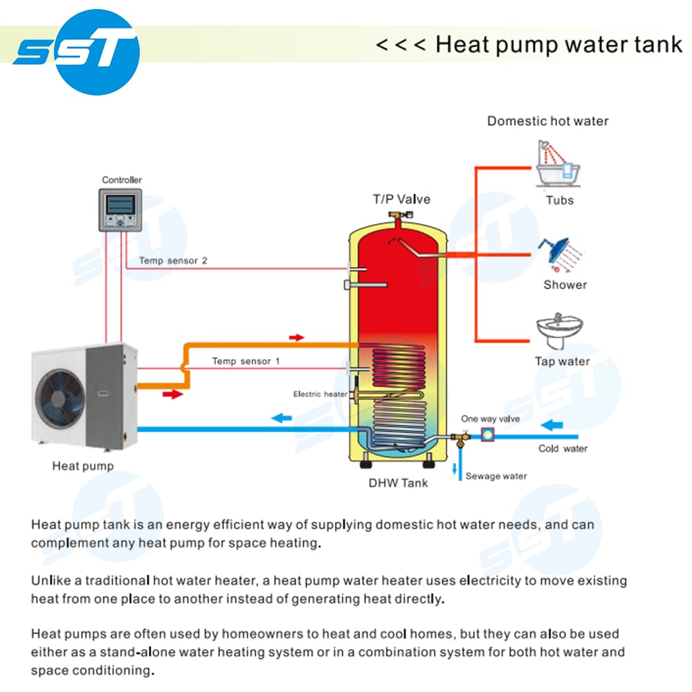 Cheap stainless hot water tank price 500kw hot water storage boiler heat pump system manufacture