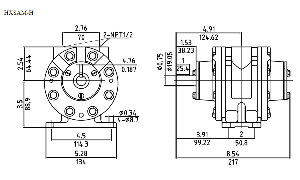 HX8AM-H Drawing 3.9kW 2500RPM HX8AM-H supplier