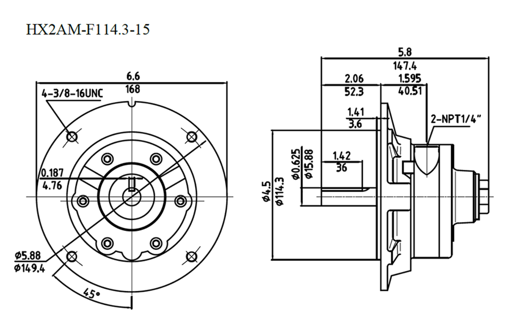 HX2AM-F114.3-15 Drawing 0.68kW 3000RPM HX2AM-F114.3-15 supplier