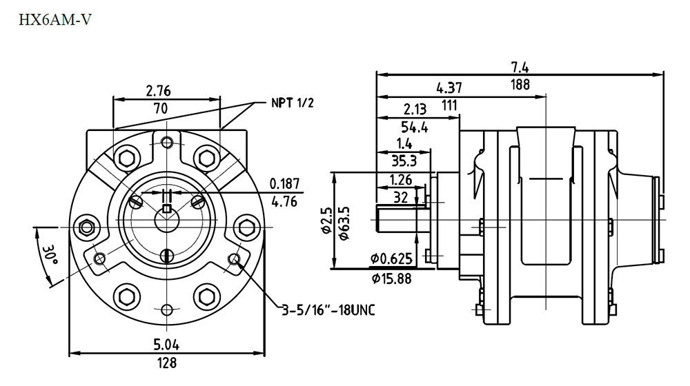 HX6AM-V Drawing 3kW 3000RPM HX6AM-V details