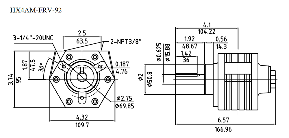 HX4AM-FRV-92 Drawing Vane Air Motor HX4AM-FRV-92 factory