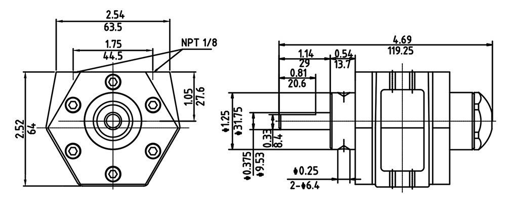 1UP-NRV-15 Drawing 0.33kW 6000RPM HX1UP-NRV-15 factory