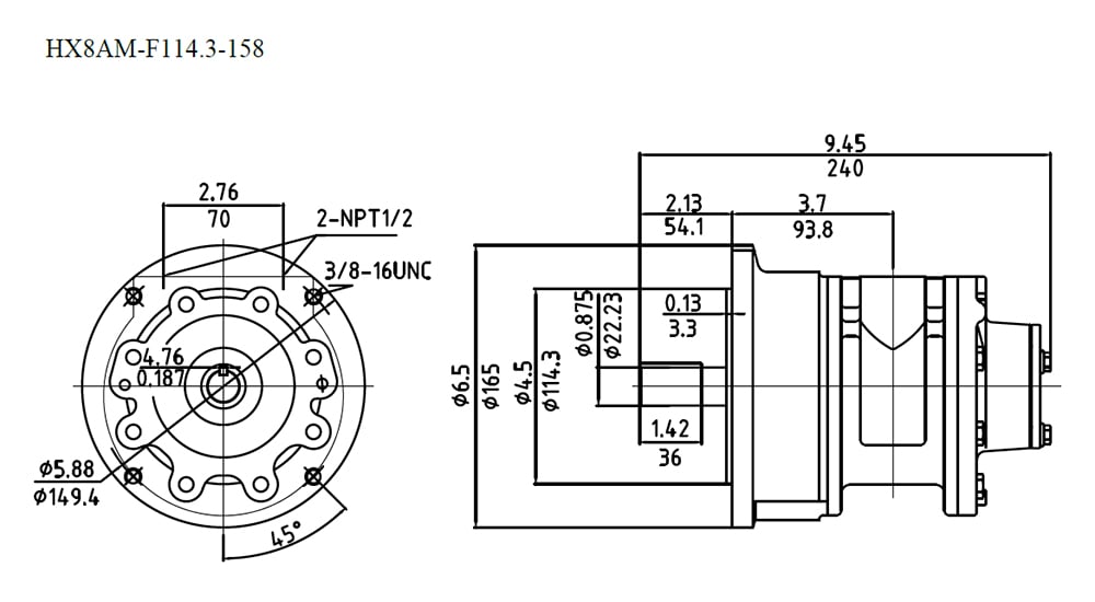 3.9kW 2500RPM HX8AM-F114.3-158 factory