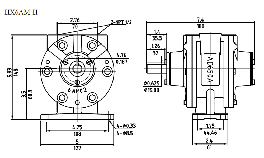 HX6AM-H Drawing 3kW 3000RPM HX6AM-H factory