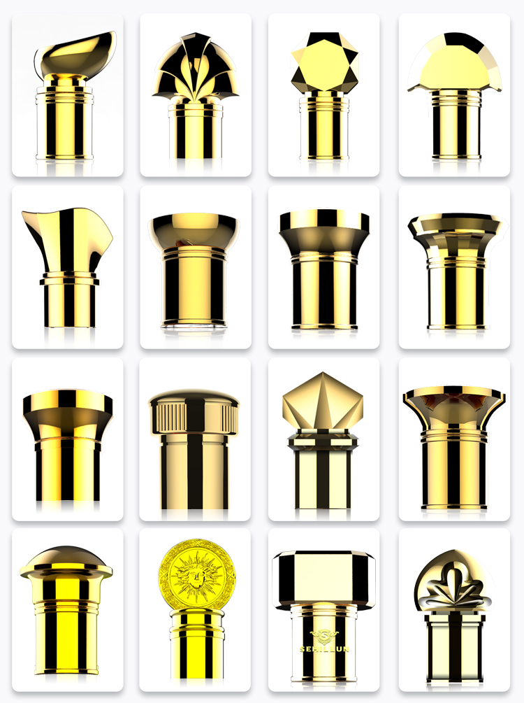 gold or silver plastic material spirit liquor glass bottle cork stopper manufacture