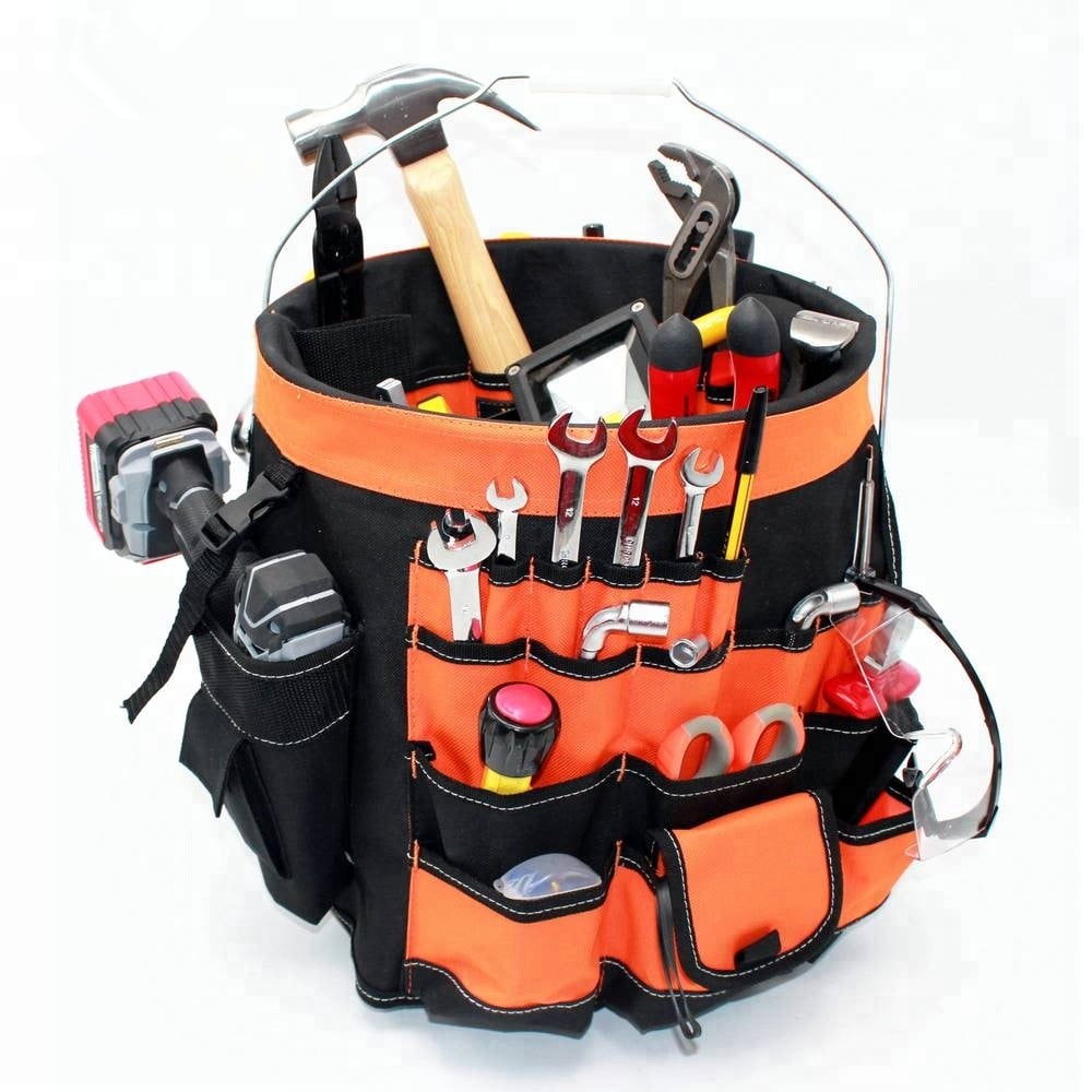 OEM Professional Design Garden Toolkit Polyester Bucket Tool Organizer Bag sling Car Detailing Cleaning Tool bag factory