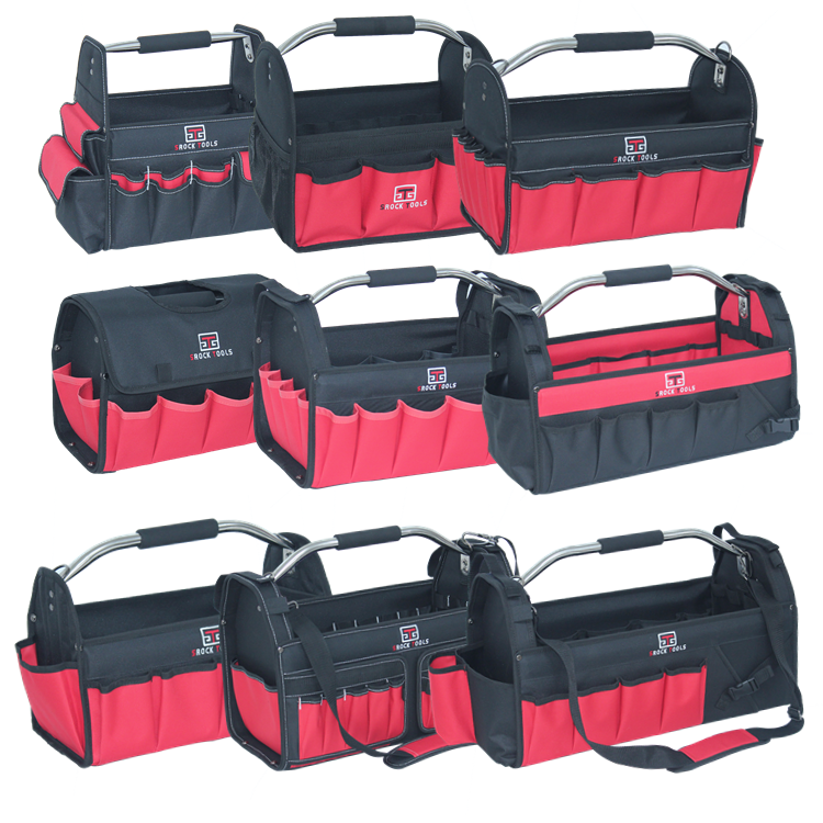 Custom Garden Open Tool Bag Steel Pipe Handle tool bag Portable Tool Kit Set bag With Steel Sponge Handle factory