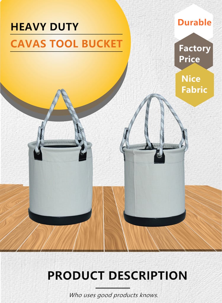 Canvas Garden Tools Bucket Bag With Plastic Bottom Work Bucket Is Load Rated Up To 60kgs details